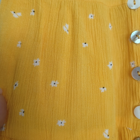 Urban Outfitters yellow women's short jumpsuit with flowers size xs-tp and tiere - Picture 8 of 13